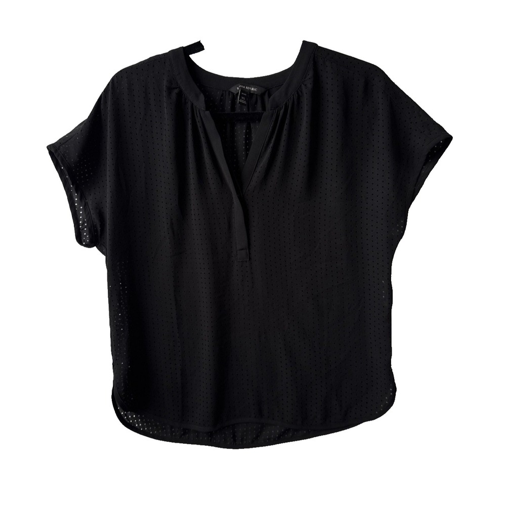 Banana Republic Sheer Perforated Dot V Neck Blouse Women's XS Whimsigoth Boho